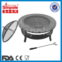 Outdoor Fire Pit Table BBQ Grill Fireplace Round with Cover Black (SP-FT034)